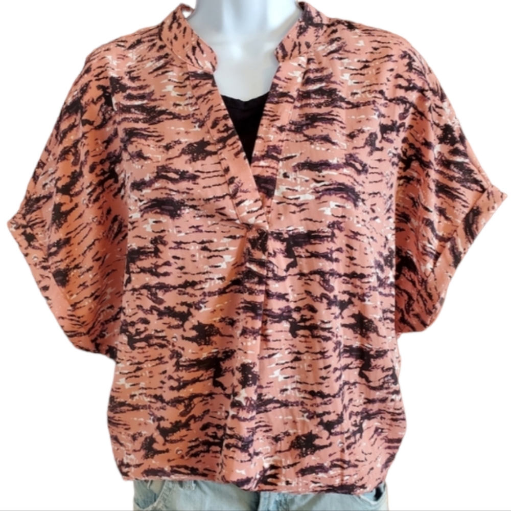 Dusty Rose Women's Colored Animal Print V-neck Tunic Top (no tags)